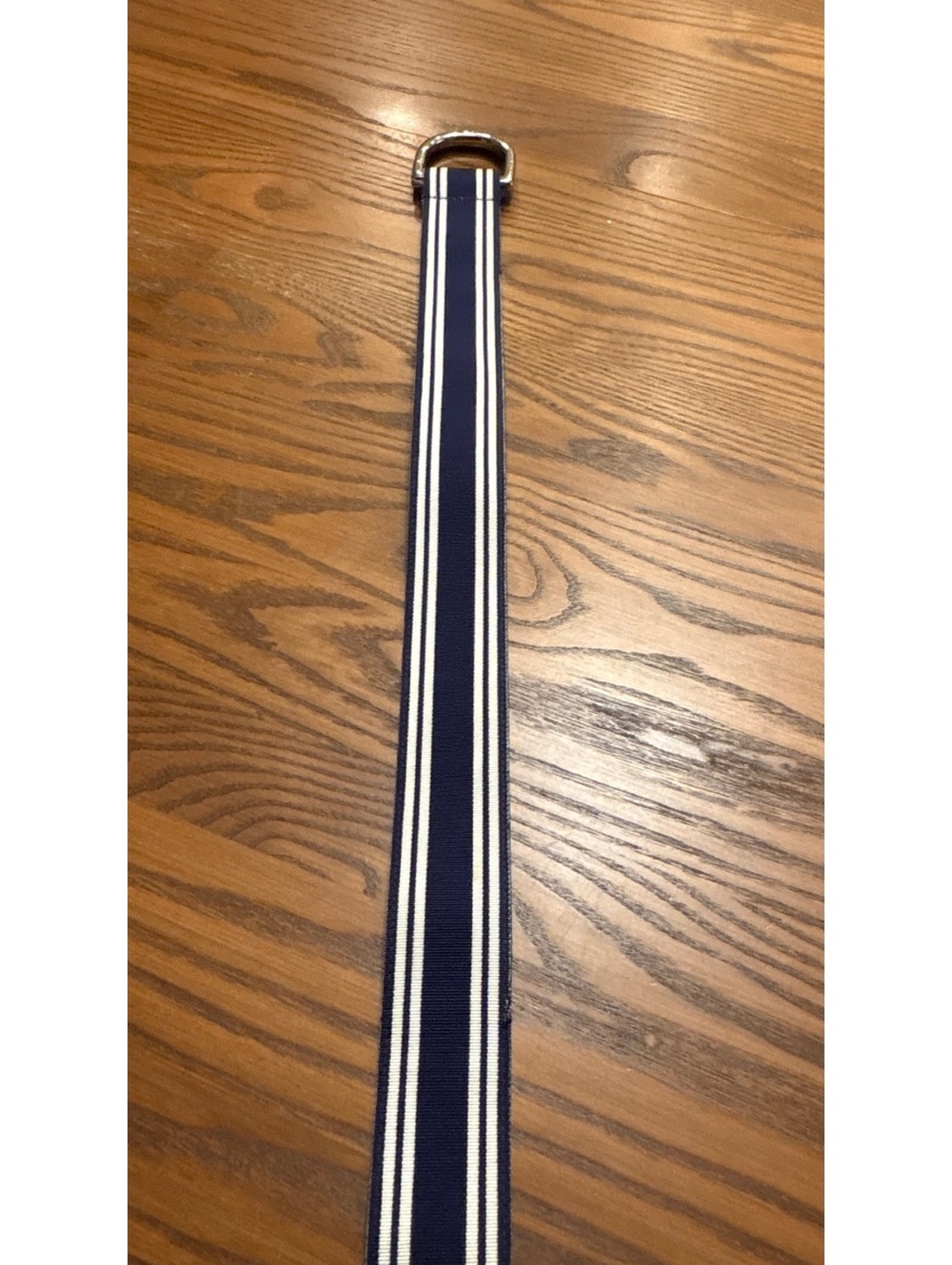Polo Ralph Lauren Navy & White Striped D-Ring Belt - Size M/L (42" Total Length) - Picture 7 of 12